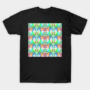 Checked Rainbow Festival Kaleidoscope Memphis Design Pattern T-Shirt